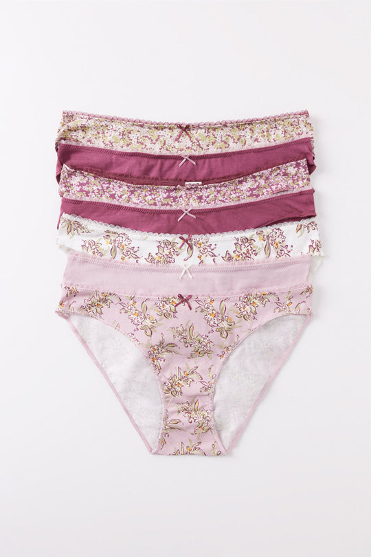 Pack of 7 classic plain and printed cotton panties