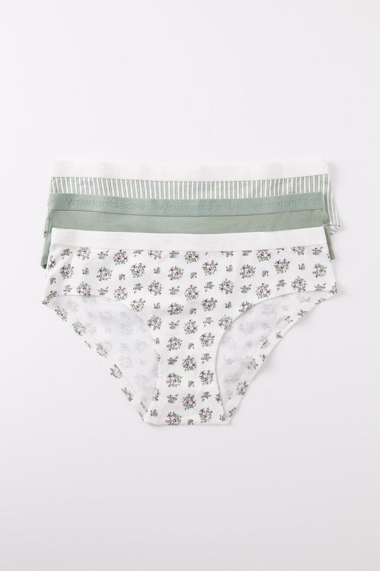Pack of 3 wide cotton panties with logo