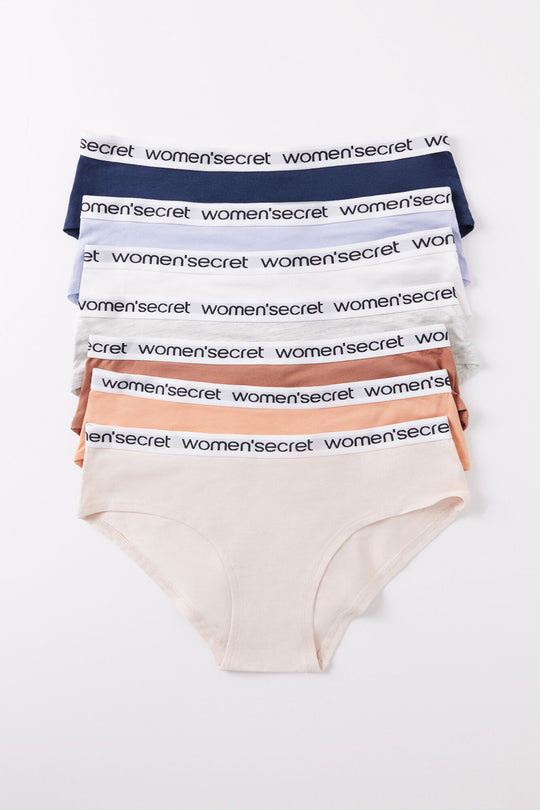 Pack of 7 wide cotton panties with logo