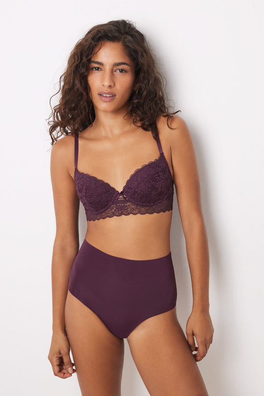 سروال داخلي عالي الخصر من المايكروفايبر باللون البنفسجي