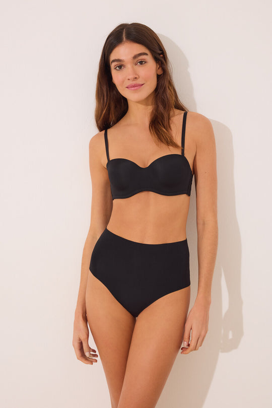 سروال داخلي كلاسيكي مايكروفايبر أسود بخصر عالٍ