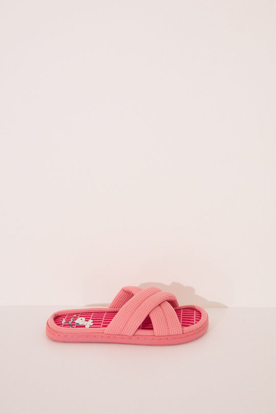 شبشب مبطن وردي بطبعة سنوبي