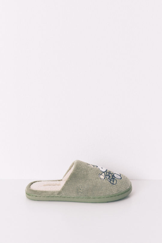 Snoopy dark khaki slippers
