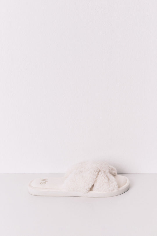 Ivory faux shearling slipper