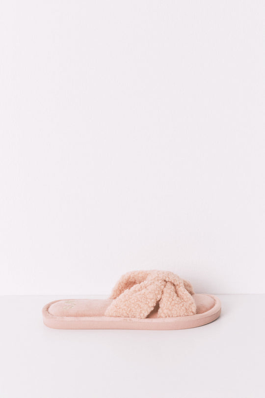 Pink faux shearling slipper