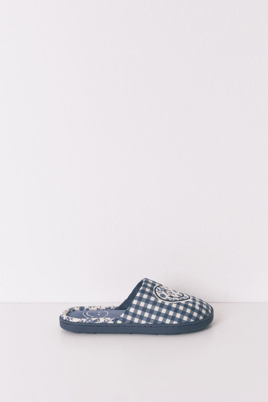 SmileyWorld® blue gingham slippers