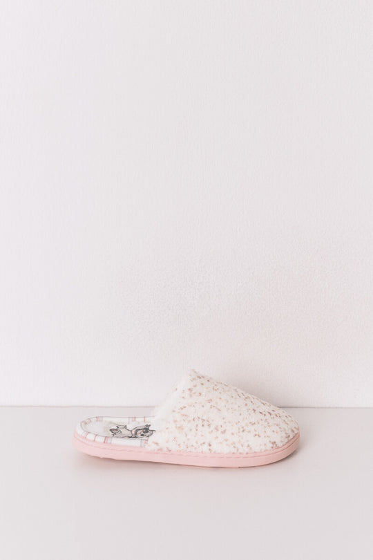 شبشب وردي من الفرو الصناعي بطبعة Stitch