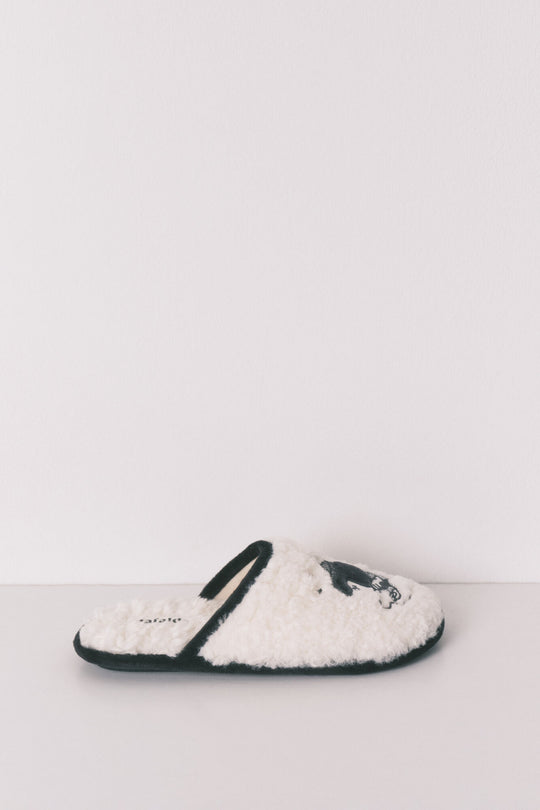 Grey faux shearling slippers MAFALDA