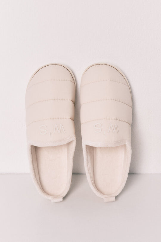 White puffer slippers