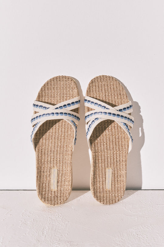 Rafia cross-strap sandals