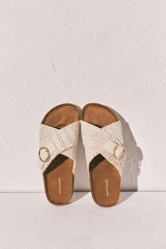 White crossed straps bio sandals