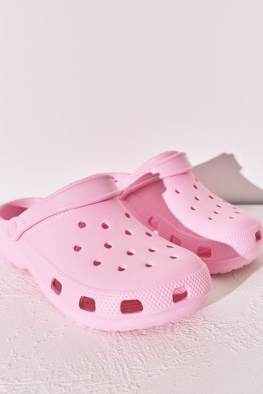 Pink rubber clog slippers