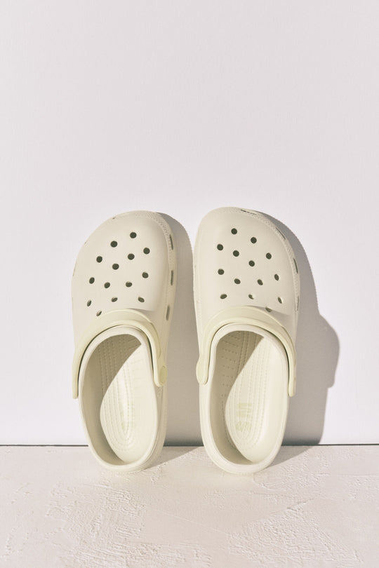 White rubber clog slippers