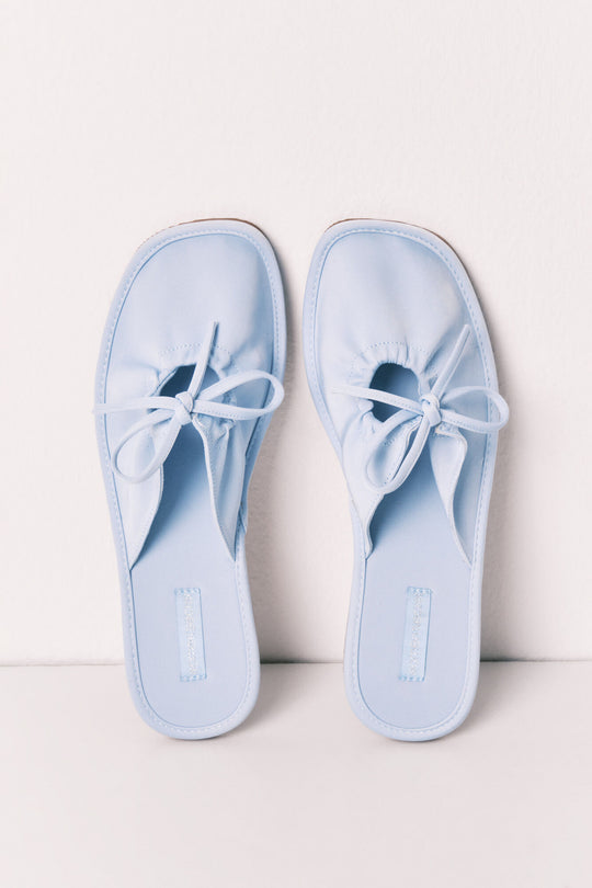 Navy satin-finish slippers