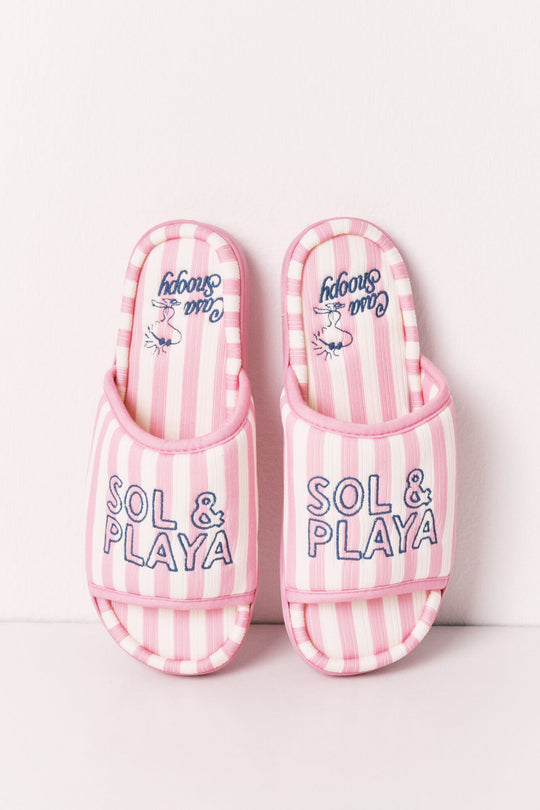 Pink striped slippers