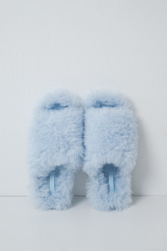 Blue plush slippers