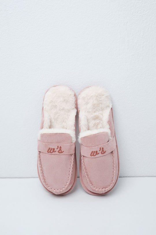 Pink lined loafer slippers