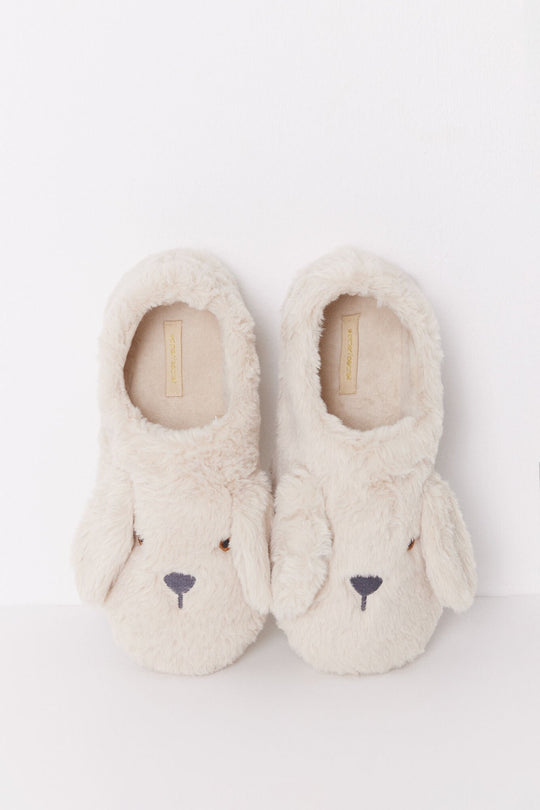 3D plush dog slippers