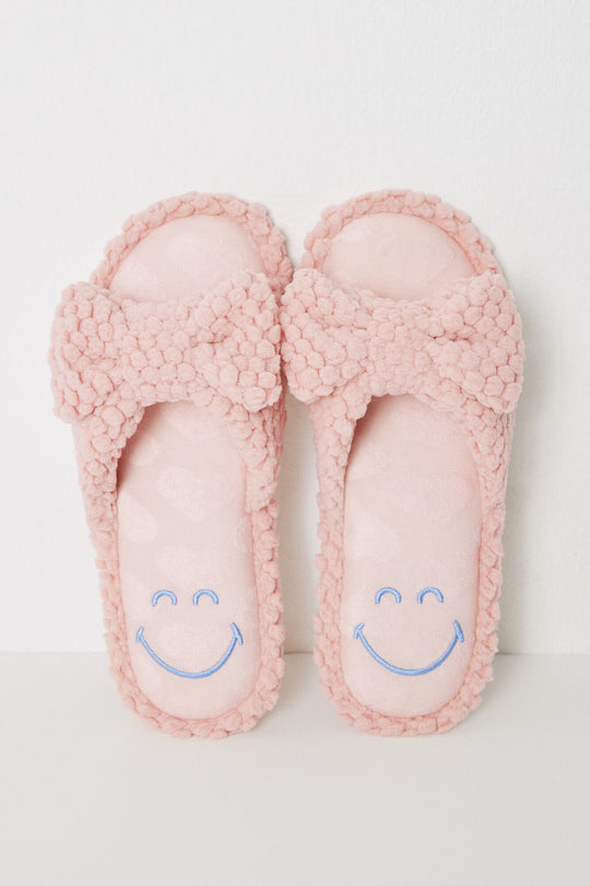 Smiley bow or tie house slippers