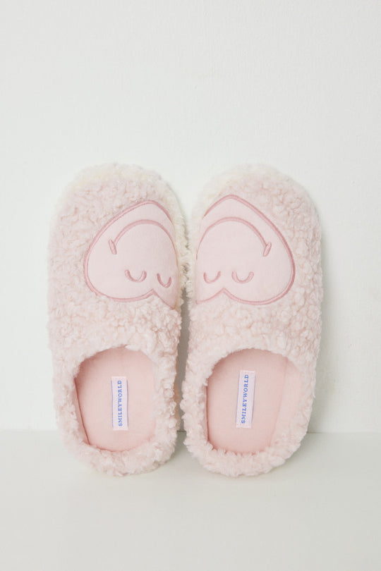 Faux shearling Smiley slippers