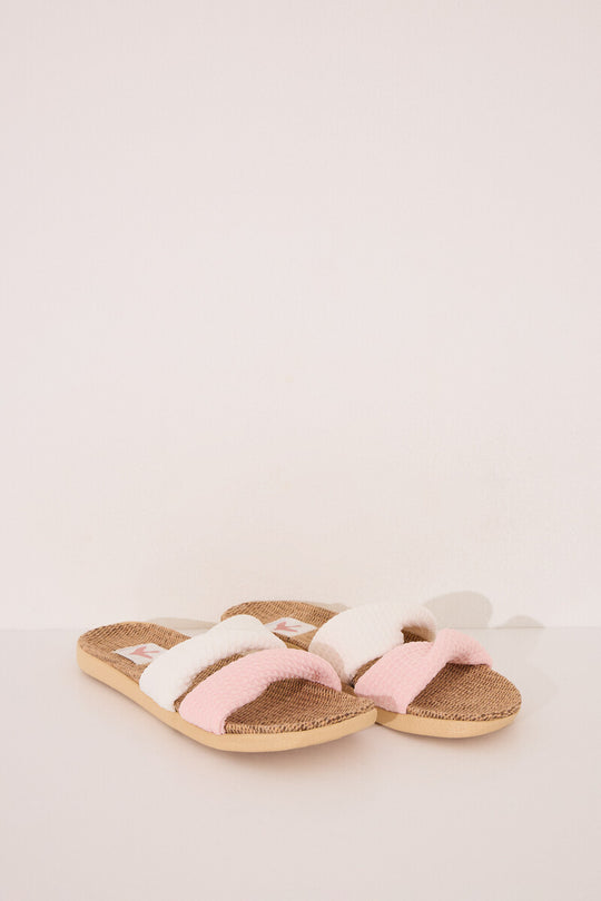 Open raffia knot sandals