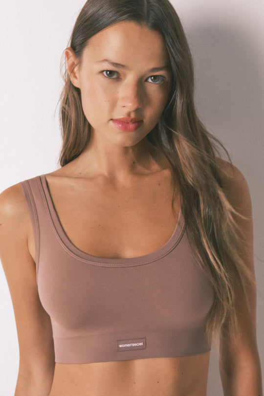 LOVELY seamless reversible top in brown