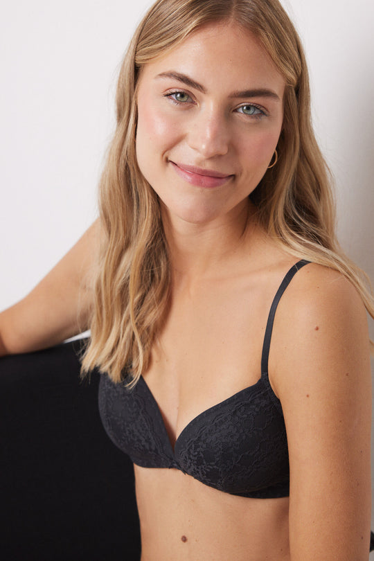 CHARMING padding triangle bra non-wired lace tulle plumetis grey