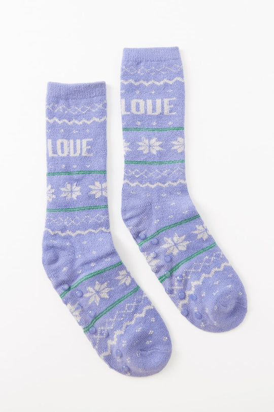 Long blue ribbed lurex socks