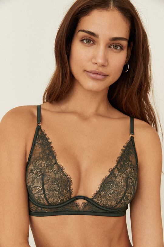 Classic green lace bra