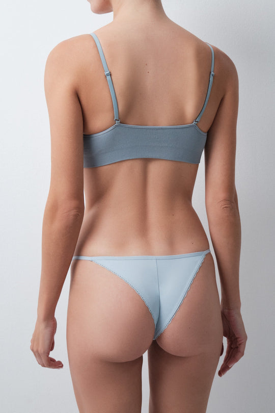 Blue Brazilian panty with straps